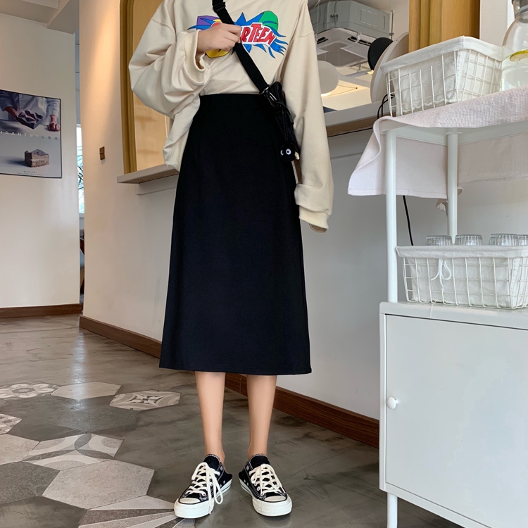 Chân váy SUXI dáng dài lưng cao phong cách retro thời trang Hàn Quốc