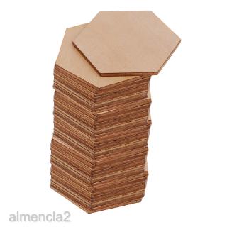 Set 50 Miếng Gỗ Hình Lục Giác 60mm Trang Trí Thủ Công DIY Almencla2