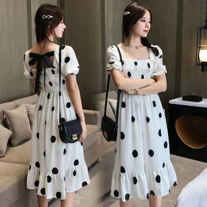 Women's Fashion  Wave point Dress Short Sleeve Elegant Dress | BigBuy360 - bigbuy360.vn