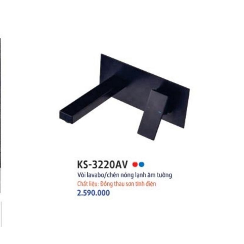 Vòi Lavabo Nóng Lạnh Âm Tường Đồng Thau sơn tĩnh điện màu đen KANISS, bảo hành chính hãng 05 năm