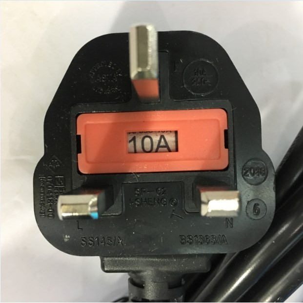 Dây nguồn 3 chấu UK I-SHENG C13 10A 250V 3X1.0mm² 1.8M