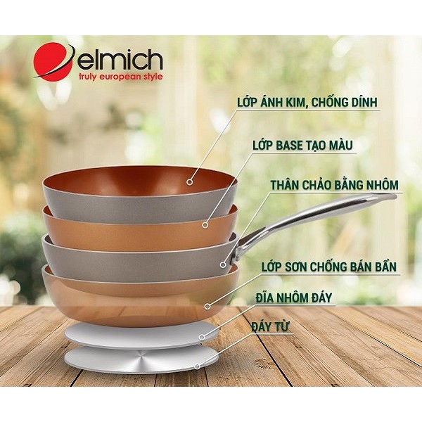 Chảo chống dính phủ sứ đáy từ Elmich Royal Classic EL-1187 20cm