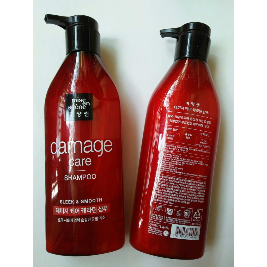 Dầu Gội Cho Tóc Hư Tổn (Đỏ) Mise En Scene Damage Care Shampoo Sleek & Smooth 530ML