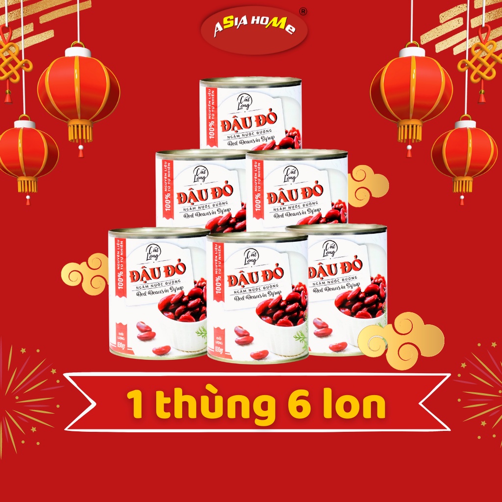 1 thùng 6 lon chè Đậu đỏ Asia Home Cát Long 830gr