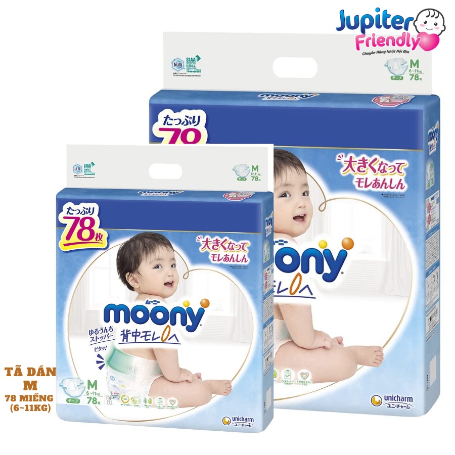 [Combo 2]Bỉm - Tã Moony Jumbo nội địa Nhật size (dán NB111, S102, M78- Quần M70, L54, XL46)