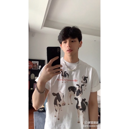 Áo thun Treminal unisex COWS phong cách Hàn Quốc màu trắng - A023