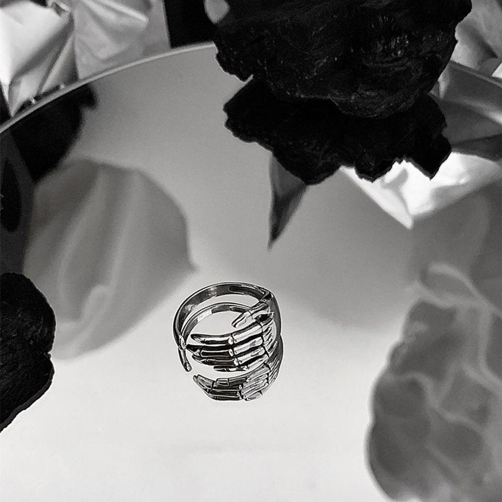 Nhẫn Hở 2 Lớp Hình Móng Vuốt Đầu Lâu Phong Cách Punk Vui Nhộn Có Thể Điều Chỉnh Cho Nam