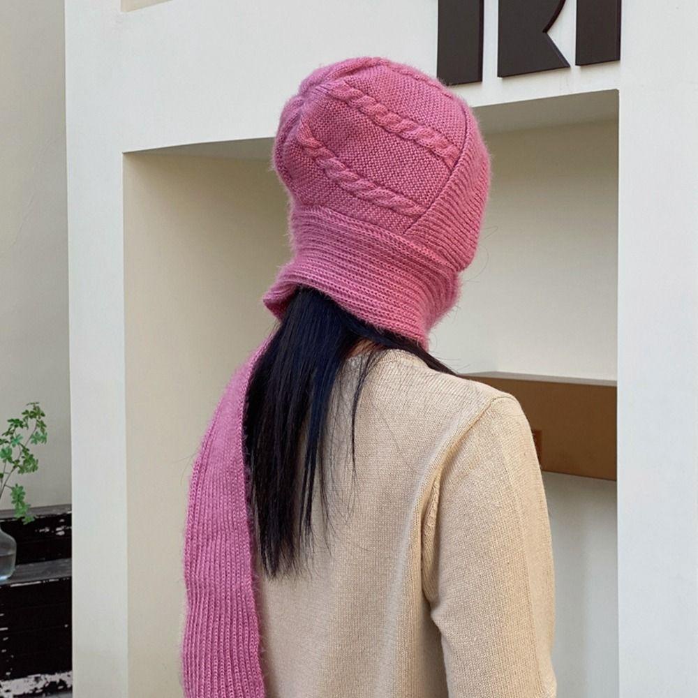 Mũ beanie Dệt Kim Kèm Khăn Choàng Chống Gió Giữ Ấm Mùa Đông