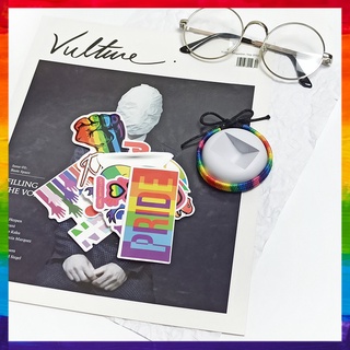 Combo hình dán sticker và vòng tay màu cầu vồng