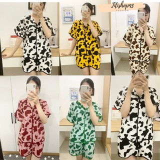 🔥 🔥bộ pijama cánh dơi đùi hoạ tiết bò sữa siêu hot 🔥freeship🔥đồ ngủ | đồ bộ nữ | váy ngủ | pijama | pyjama | pizama
