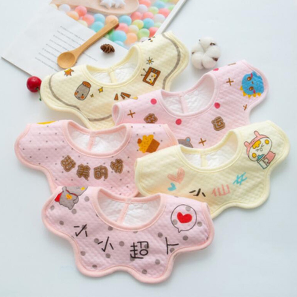 Set 5 yếm ăn hình tròn 360 độ chống thấm nước xinh xắn cho bé