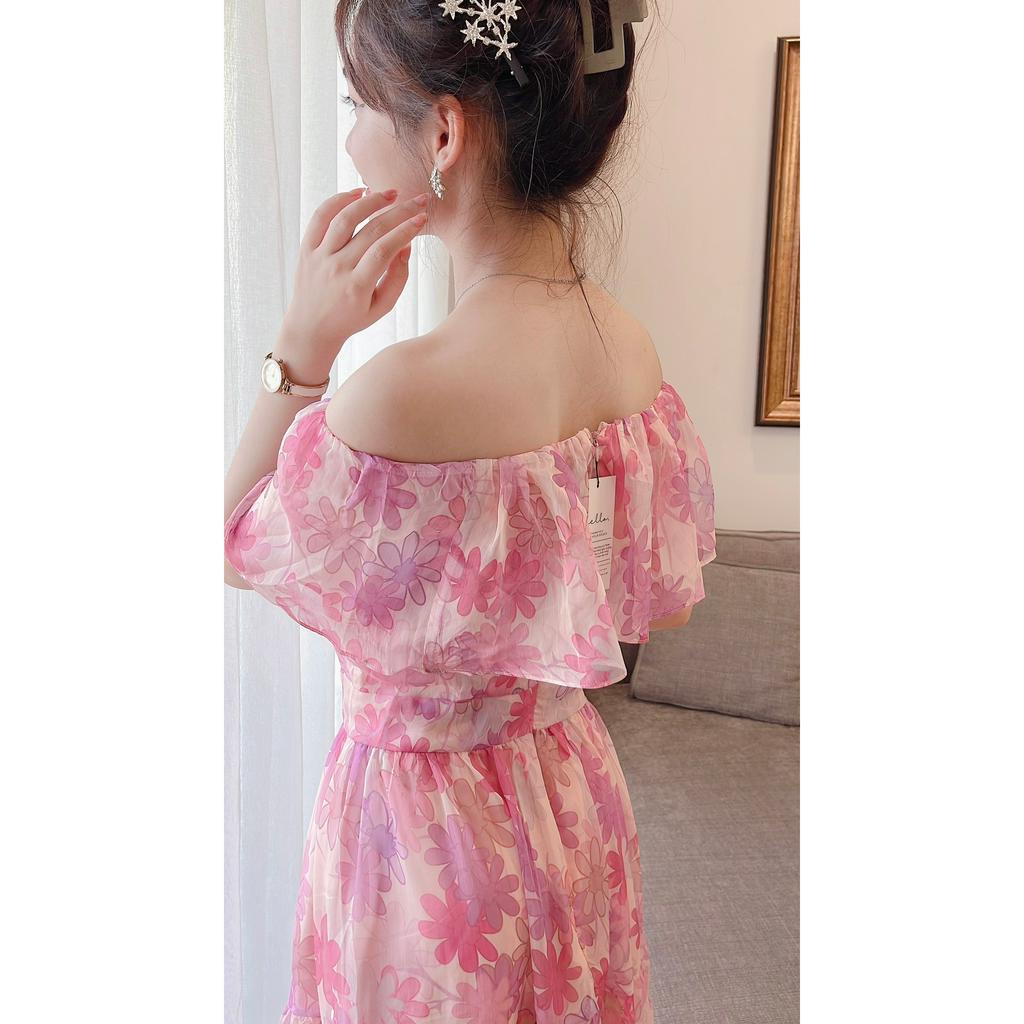 VÁY TƠ HOA TRỄ VAI