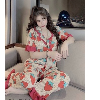 Đồ bộ pijama mặc nhà nữ FM Style đồ ngủ tay ngắn bèo chất lụa cao cấp thiết kế dễ thương mềm mịn thoáng mát 220212024