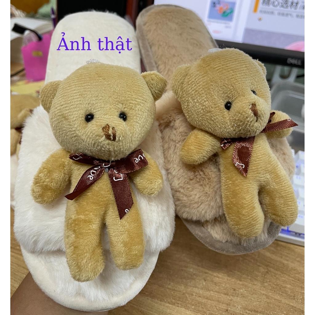 Dép lông đi trong nhà UNISEX hình gấu Teddy 3D, dép nhỏ chọn tăng 1 size