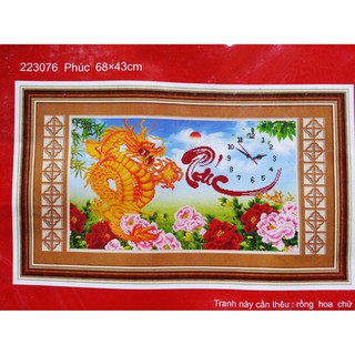 Tranh thêu chữ thập đồng hồ chữ phúc 223076