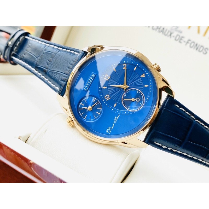 Đồng hồ Nam dây da Citizen Dual Time AO3033-00L size 44 mm