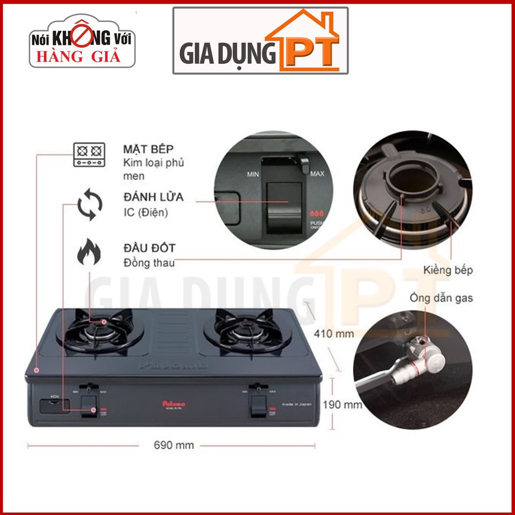 Bếp gas dương để bàn Paloma PA-7PEJ PA-7PSJ, sản xuất và nhập khẩu nguyên chiếc từ Nhật Bản