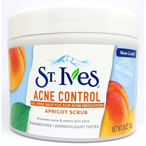 Tẩy tế bào chết body cho da mụn chiết xuất từ quả mơ St.Ives Acne Control Apricot Scrub 283g