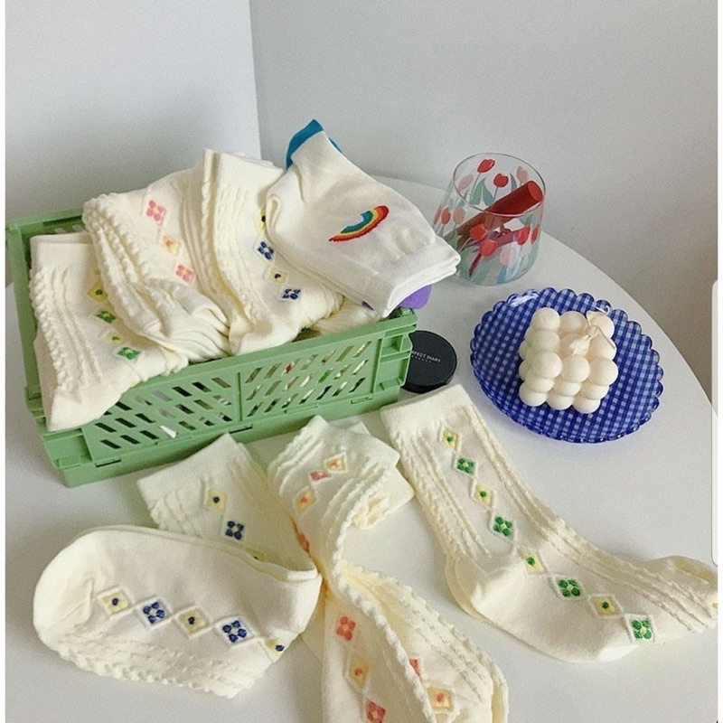 Set 03 tất len thêu ullzang xinh xắn