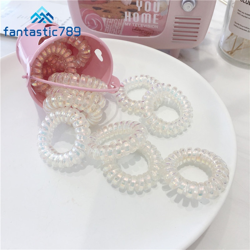 Dây cột tóc co giãn dạng xoắn ốc trong suốt dễ thương cho nữ