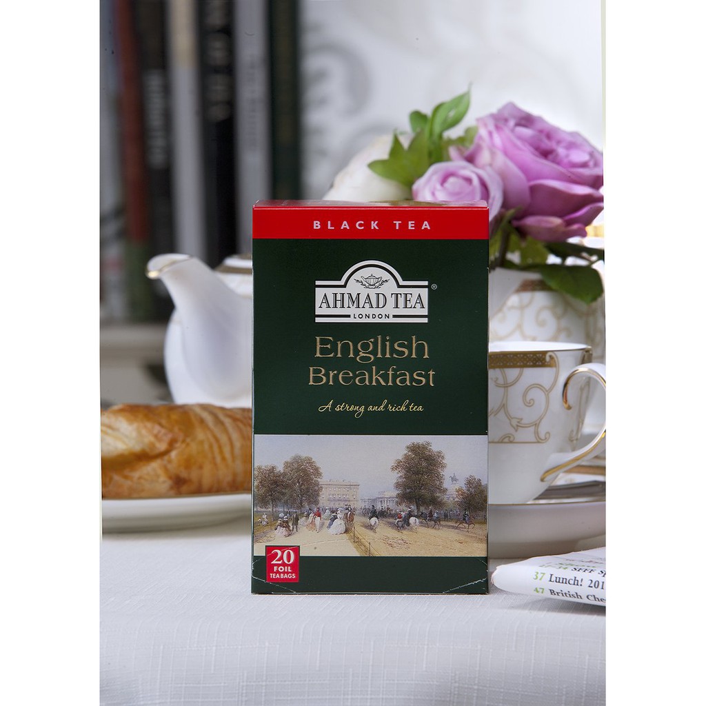 Trà Túi Lọc English Breakfast - Trà Đen Ahmad Bữa Sáng Kiểu Anh Hộp Giấy Túi Lọc Bao Thiếc 40g (20 túi x 2g)