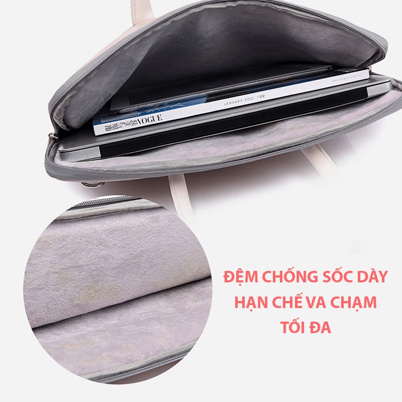 Túi chống sốc laptop, macbook 13/ 14/ 15.6inch có dây đeo, chống thấm nước. Túi xách laptop thời trang cho nữ