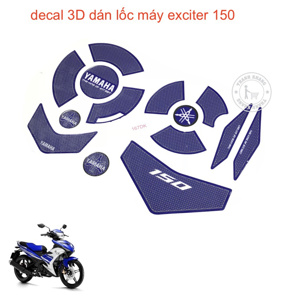 Decal 3D dán Exciter 150 thanh khang màu xanh 006000969   1 cái .