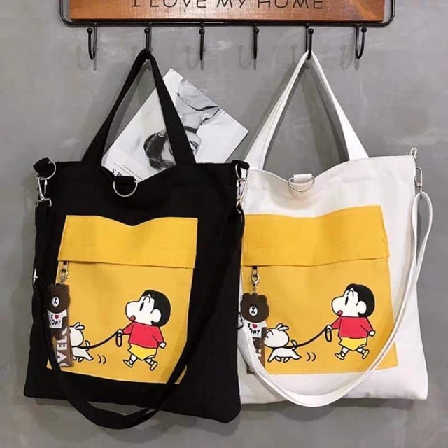 Túi tote vải thời trang hình cậu bé Shin