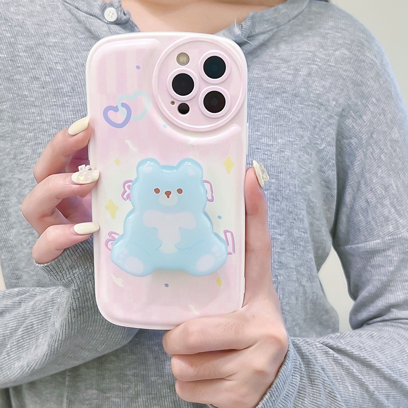 Ốp lưng iphoneỐp Điện Thoại  Hình Gấu Có Giá Đỡ Cho iPhone 11 Pro Max 13 Pro Max 12 Pro Max 7Plus xr XS MaxDinuo case