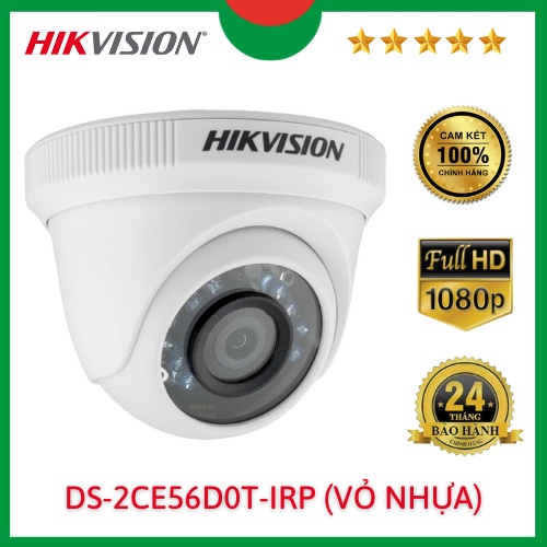 Camera Hikvision DS-2CE56D0T-IRP, Camera quan sát Analog trong nhà HD-TVI 2 MP vỏ nhựa, bán cầu . Hàng chính hãng