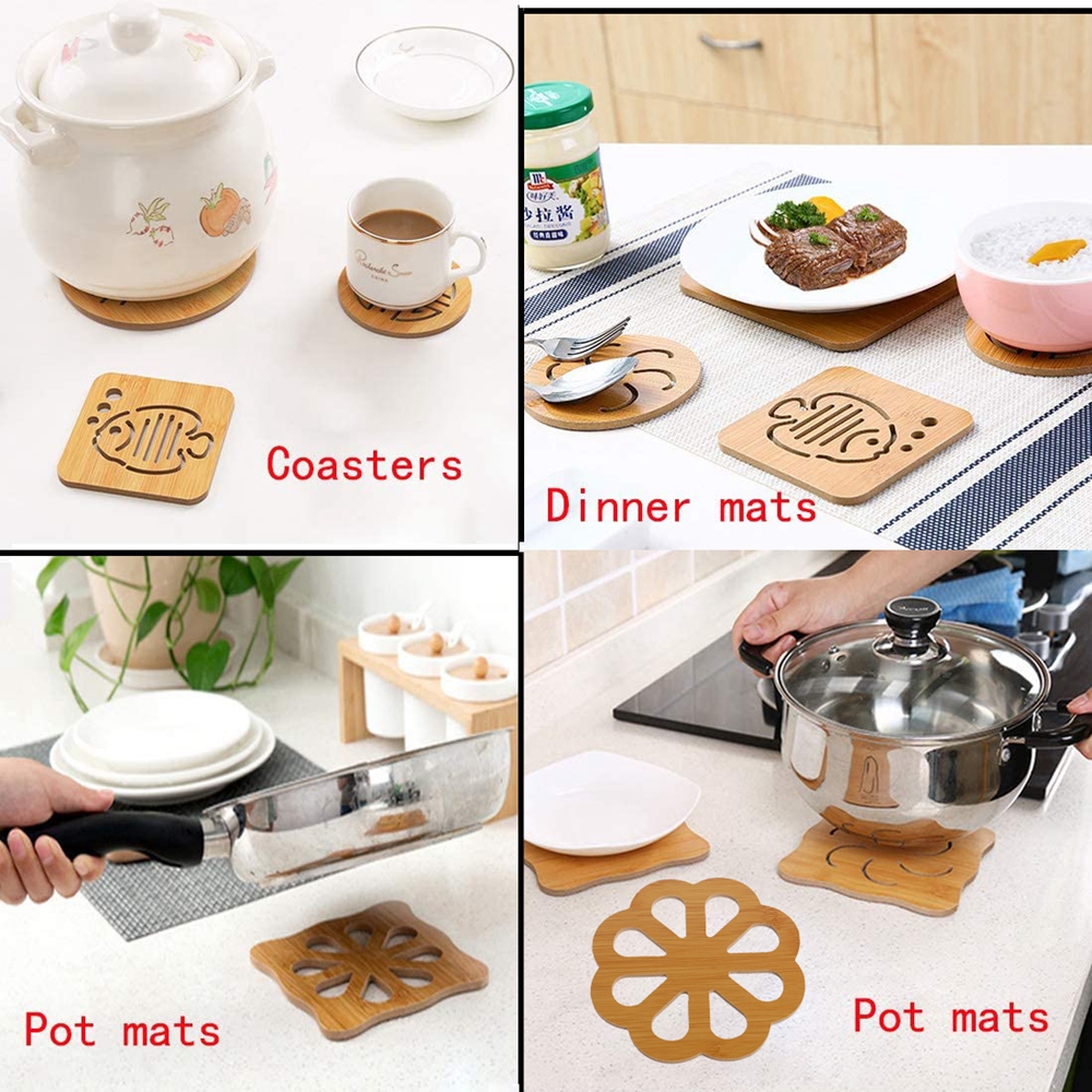 Đế lót nồi bằng gỗ cách nhiệt họa tiết hoạt hình thiết kế độc đáo
