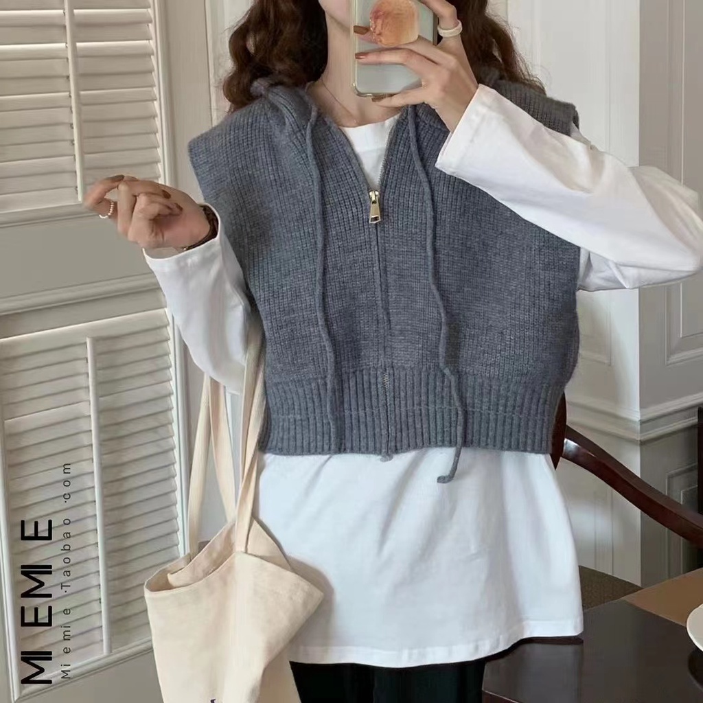 Áo khoác hoodie DUNEA dệt kim phong cách Hàn Quốc cổ điển thời trang với 4 màu tùy chọn