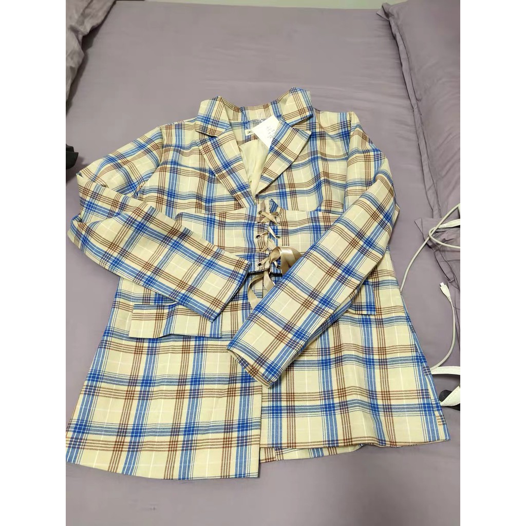 ORDER♥️Áo Khoác Blazer Kẻ Caro(ảnh thật)Fzsize Dưới 55kg