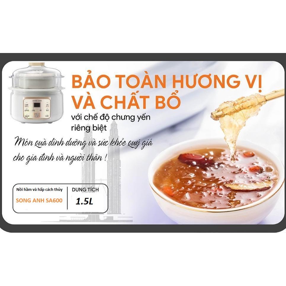 Nồi Hầm Cháo Chậm, Nồi Chưng Yến Nồi Hấp Cách Thủy 2 Tầng  1.5L Song Anh Cao Cấp | WebRaoVat - webraovat.net.vn