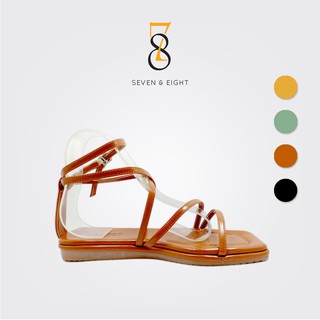 Giày Sandal Nữ Chiến Binh Mũi Vuông Đế Xẹp Quai Hậu Hai Dây Ngang Phối Chéo Seven & Eight - SX0003