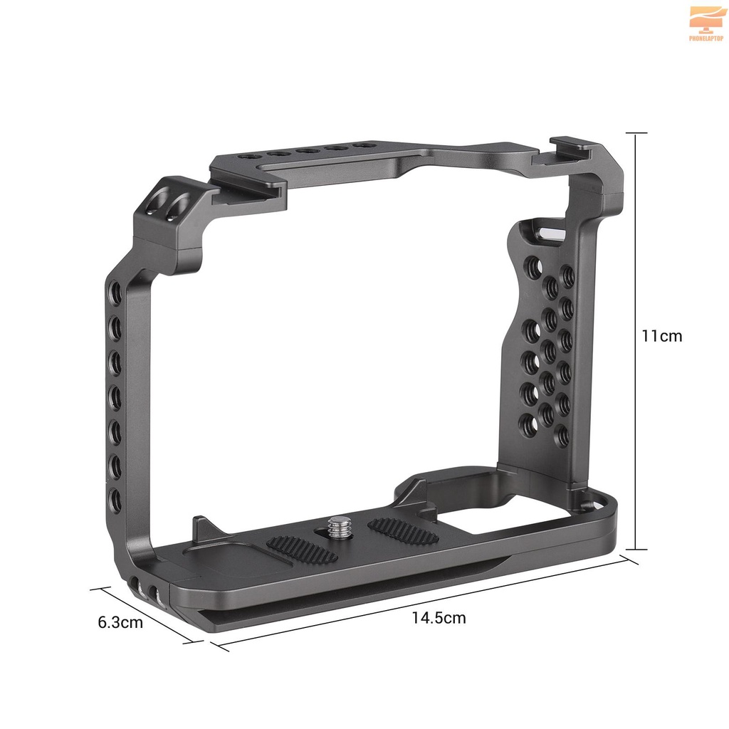 Andoer Aluminum Alloy Camera Cage with Dual Cold Shoe Universal 1/4 3/8inch Threaded Holes with Magnetic Wrench Replacement for Sony A7SIII