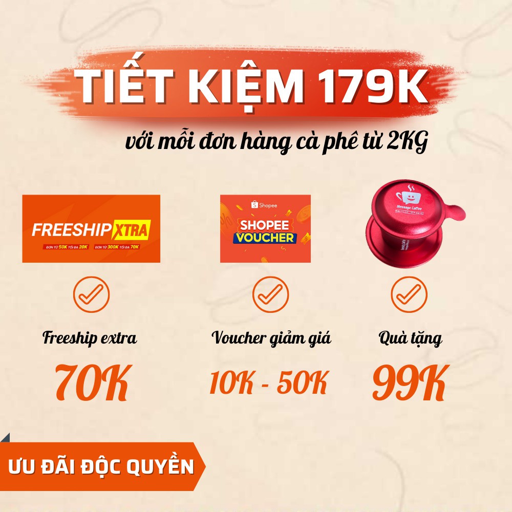 [GÓI 250Gram] Cà phê ROBUSTA nguyên chất rang mộc 100% pha phin vị đắng đậm thơm nồng truyền thống từ Message Coffee | BigBuy360 - bigbuy360.vn