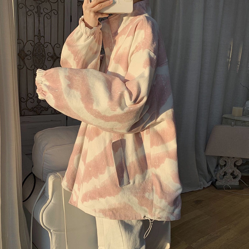 Jiashucheng Áo Khoác Bóng Chày Hai Mặt Phong Cách Harajuku Hong Kong Dễ Phối Đồ