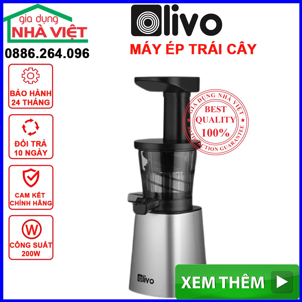 Máy ép chậm OLIVO, Máy ép trái cây công suất 200W thương hiệu Mỹ bảo hành 24 tháng. lỗi đổi mới trong 10 ngày MÃ SJ210