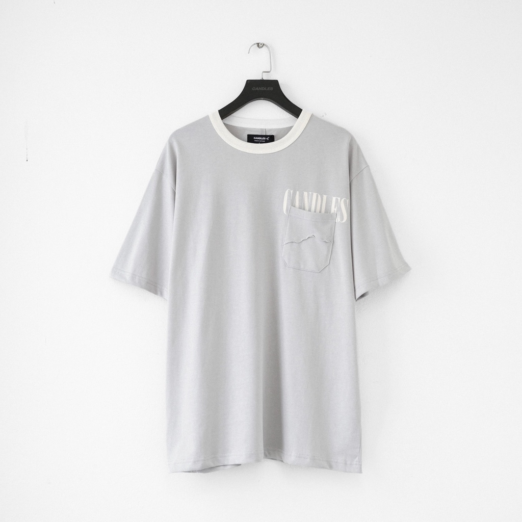 Áo phông nam nữ oversized CANDLES BYB POCKET thiết kế phối cổ năng động chất liệu Cotton 260gsm chính hãng