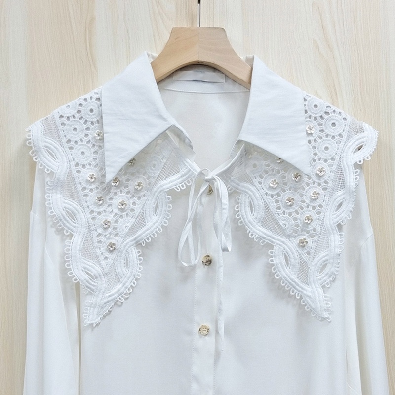 Khăn Choàng Cổ Ren Rỗng Tròn Họa Tiết Hoa Đính Ngọc Trai Gợn Sóng Có Thể Tháo Rời Cho Búp Bê Nữ