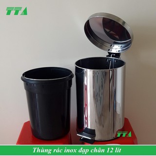 Thùng rác inox đạp chân 12 lít