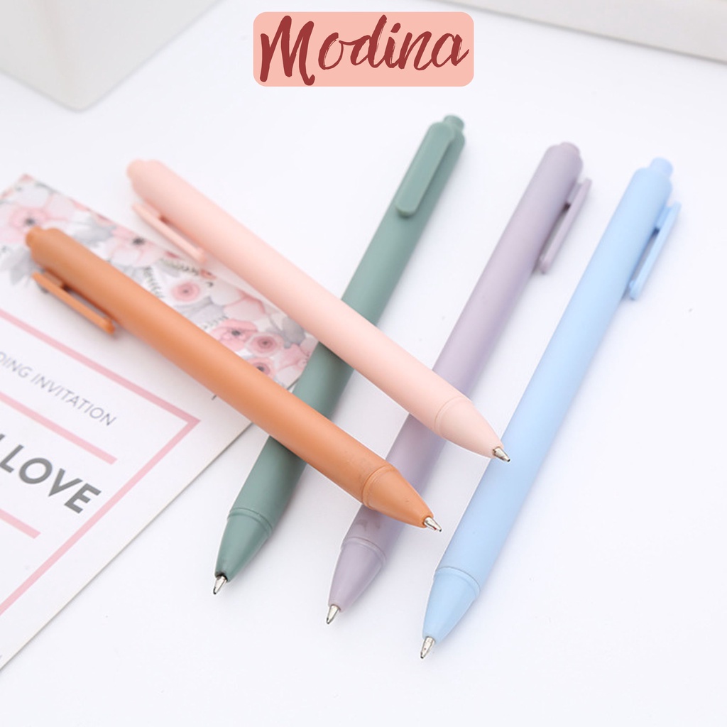 Bút bi mực gel Đen 0.5mm MODINA vỏ màu Retro và morandi hiện đại trẻ trung phong cách Châu Âu