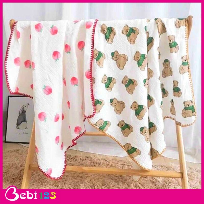 Khăn, Mền xốp sợi tre bo viền Kiluta 4 lớp siêu mềm thấm hút tốt 80x100 cho bé