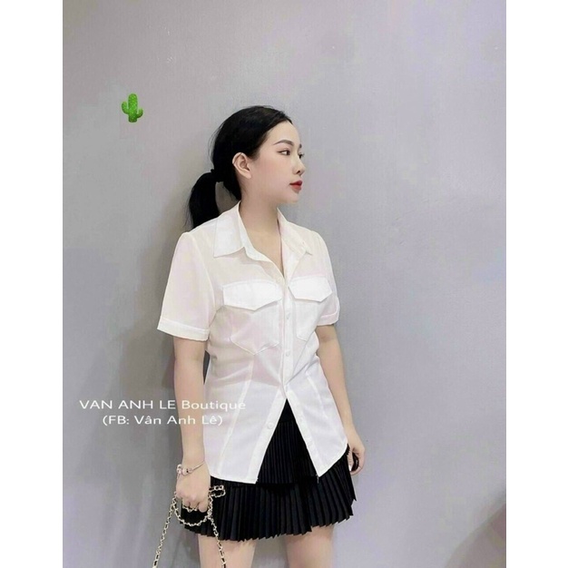 Áo sơ mi 2 túi ngắn tay dịu dàng