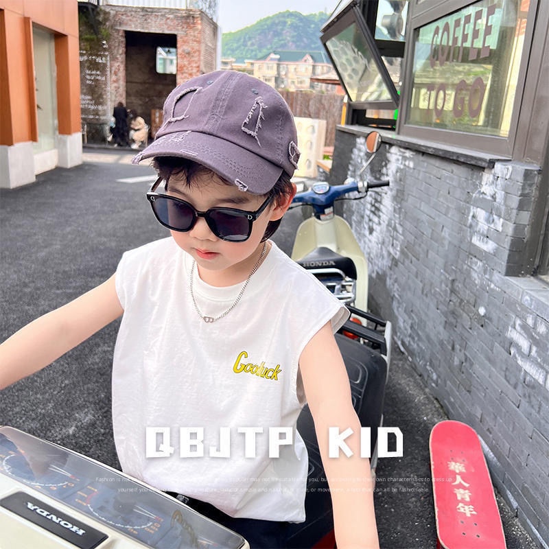 Áo Thun 100% Cotton Không Tay Phong Cách Hàn Quốc Thời Trang Mùa Hè 2022 Dành Cho Bé Trai