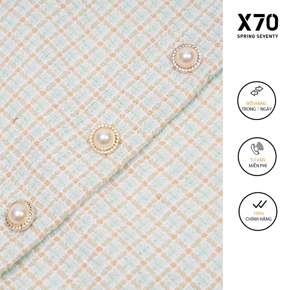 Chân Váy Tweed Nữ Trơn Thiết Kế Đính Nút Cách Điệu Thời Trang X70 - 04600001