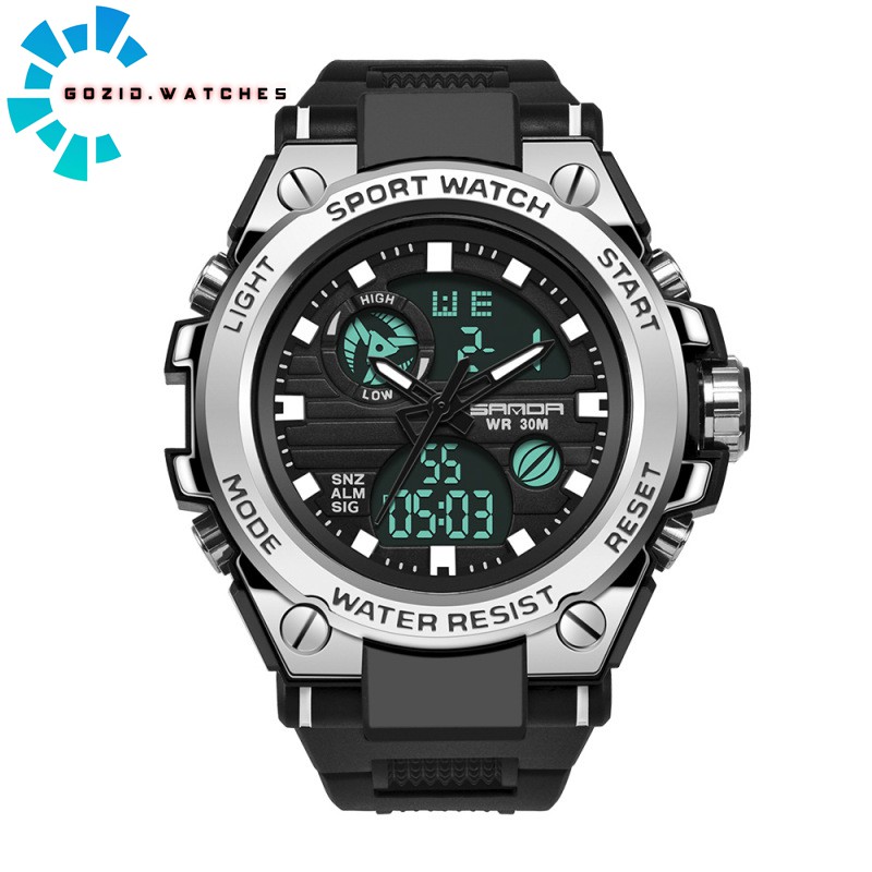 FREESHIP_ Đồng hồ thể thao nam SANDA dây khớp nhựa vòng cung SD02-GOZID.WATCHES