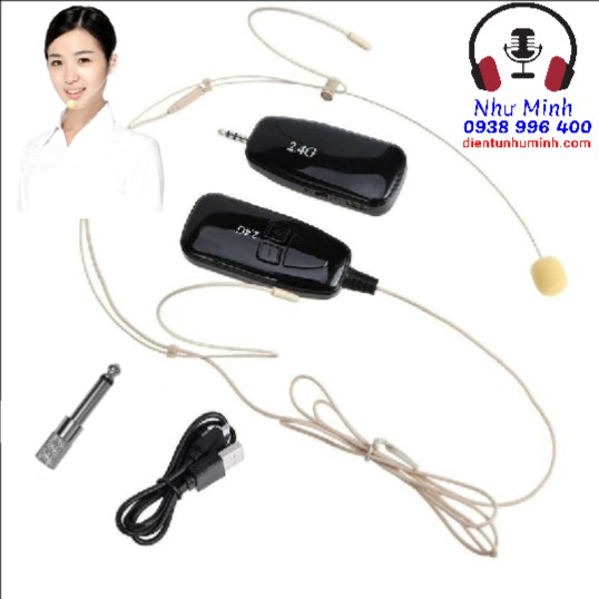 Mic trợ giảng không dây 2.4G ( Mic màu da )