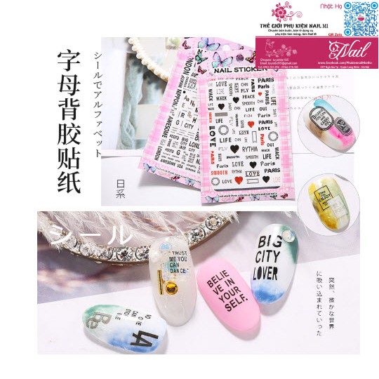 Nail Sticker Chữ Tình Yêu LOVE - Dán Móng Tay 3D Tuyệt Đẹp